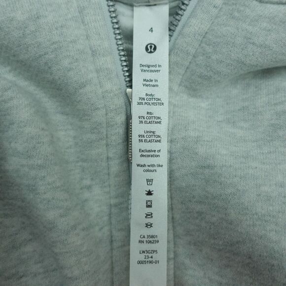 New Lululemon Size 4 Scuba Full Zip Cropped Hoodie HCUG Heathered Gray - Picture 9 of 10